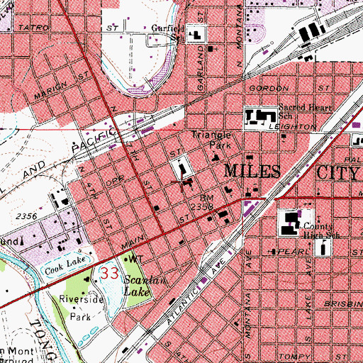 Topographic Map of First Baptist Church, MT