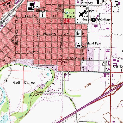 Topographic Map of Highland Park Congregational United Church of Christ, MT