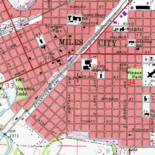 Topographic Map of Trinity Lutheran Church, MT