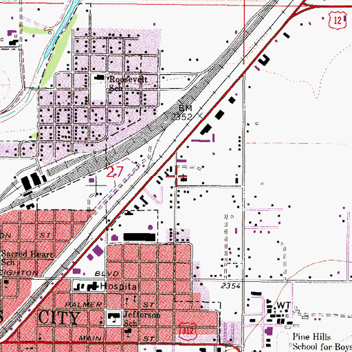 Topographic Map of Valley Drive Baptist Church, MT