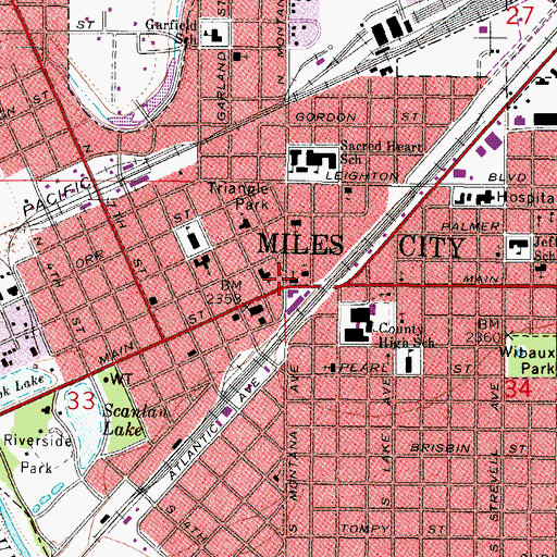Topographic Map of First United Methodist Church, MT