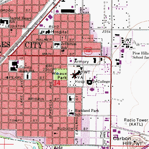 Topographic Map of Veterans Affairs Medical Center, MT