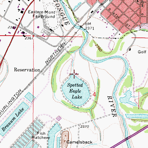 Topographic Map of Spotted Eagle Recreation Area, MT