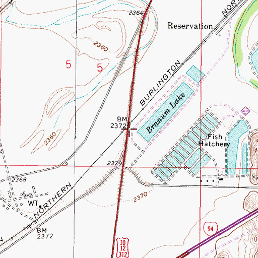 Topographic Map of Branum Lake Campground and Picnic Area, MT