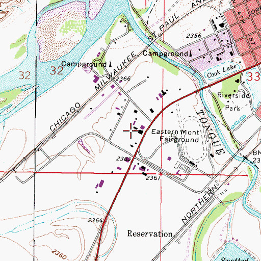 Topographic Map of Range Riders Museum, MT