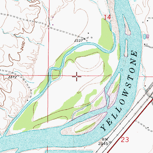 Topographic Map of Pirogue Island State Park, MT