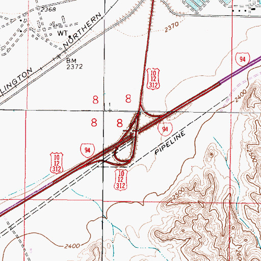 Topographic Map of Interchange 135, MT