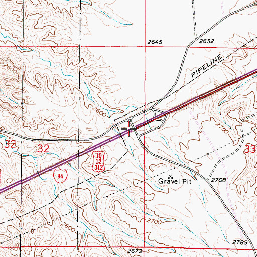 Topographic Map of Interchange 128, MT