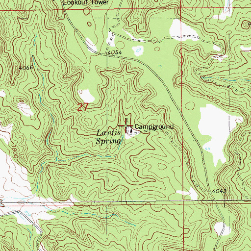 Topographic Map of Lantis Spring Campground, MT
