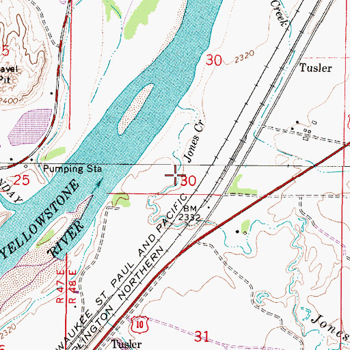 Topographic Map of Tusler School (historical), MT