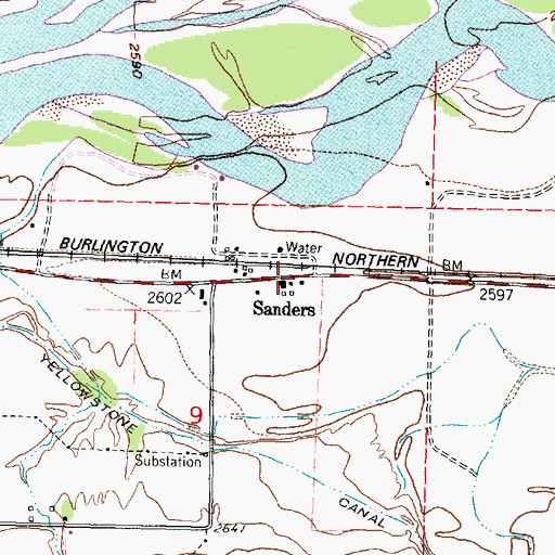 Topographic Map of Sanders (historical), MT