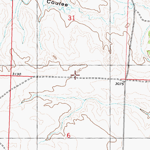 Topographic Map of Bone Coulee (historical), MT