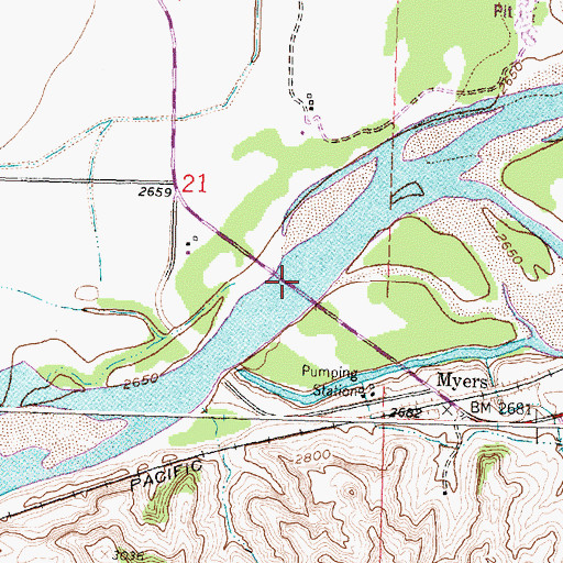 Topographic Map of Myers Bridge, MT
