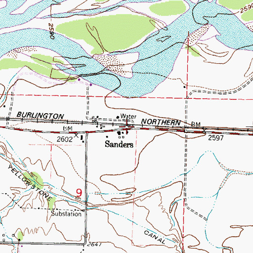 Topographic Map of Sanders Catholic Church (historical), MT
