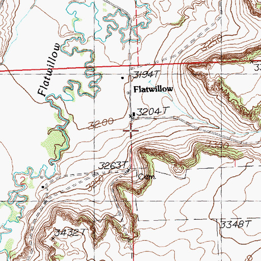 Topographic Map of Flatwillow Post Office (historical), MT
