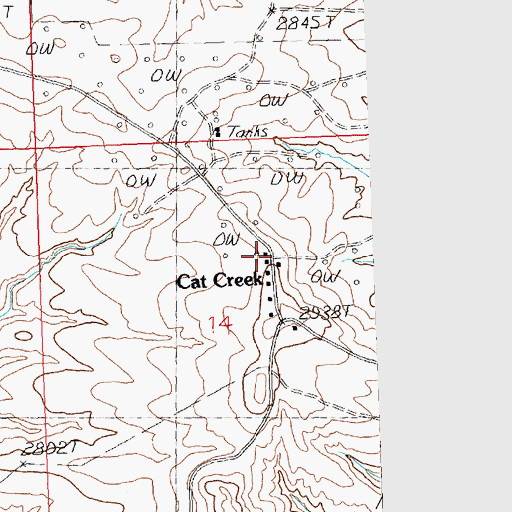 Topographic Map of Cat Creek School (historical), MT