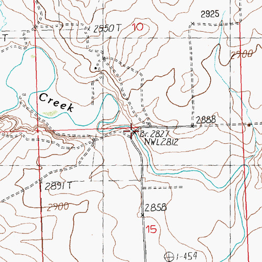 Topographic Map of Box Elder Creek Bridge, MT