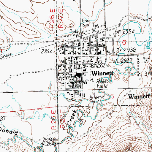 Topographic Map of Petroleum County Public Library, MT