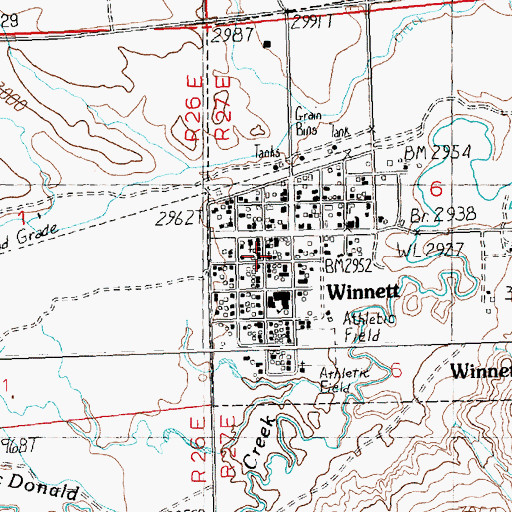 Topographic Map of United Methodist Church, MT