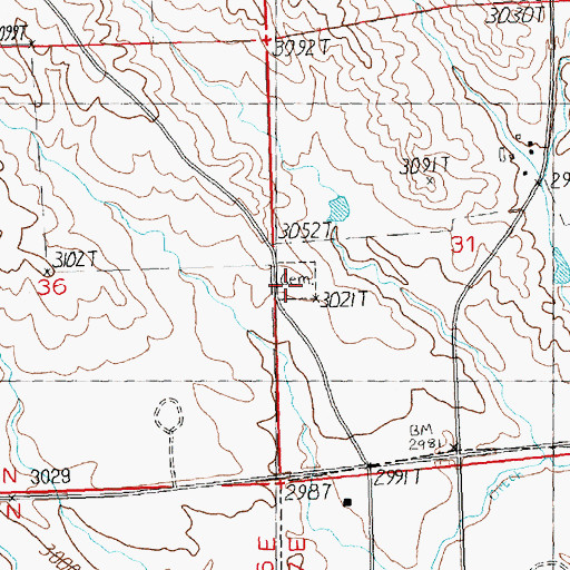 Topographic Map of Winnett Cemetery, MT