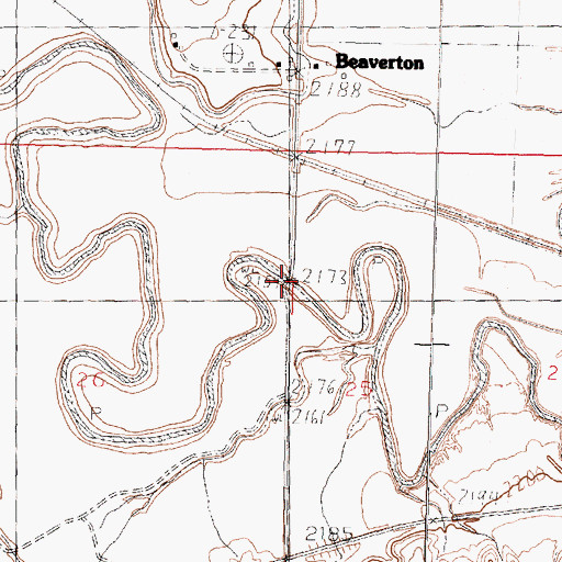 Topographic Map of Beaver Creek Bridge, MT