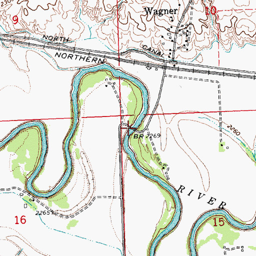 Topographic Map of Milk River Bridge, MT