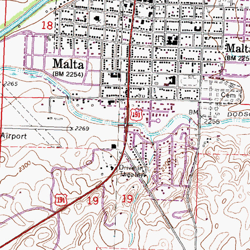 Topographic Map of Dodson South Canal Bridge, MT