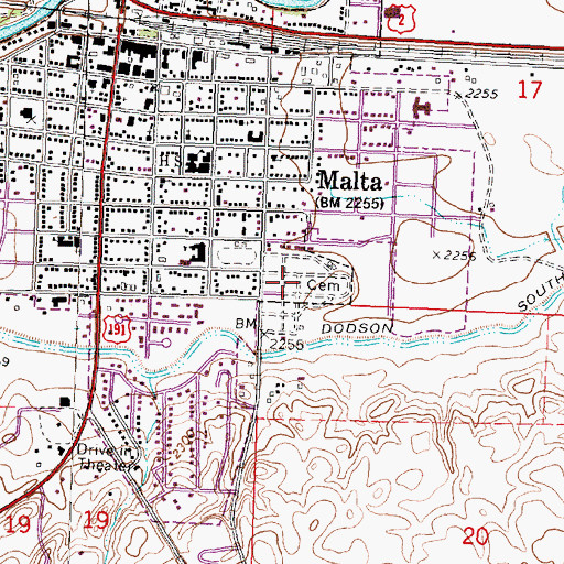 Topographic Map of Phillips County Cemetery, MT