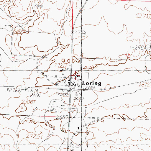 Topographic Map of Loring Lutheran Church, MT