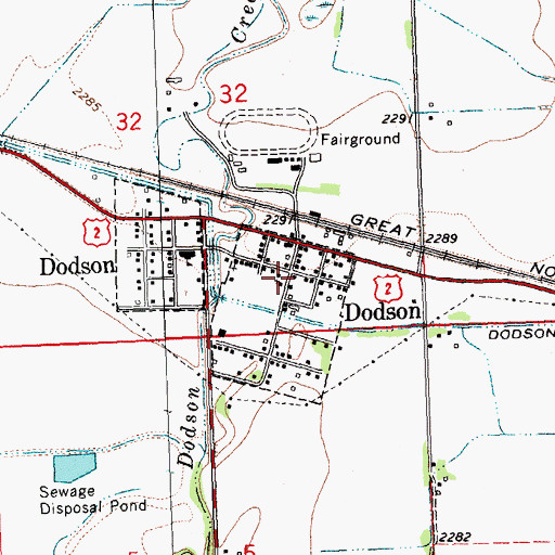 Topographic Map of Congregational Church of Dodson, MT