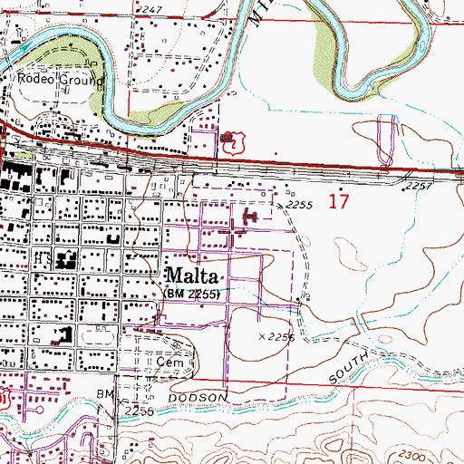 Topographic Map of Phillips County Hospital, MT