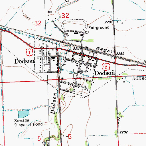 Topographic Map of Dodson Branch Library, MT