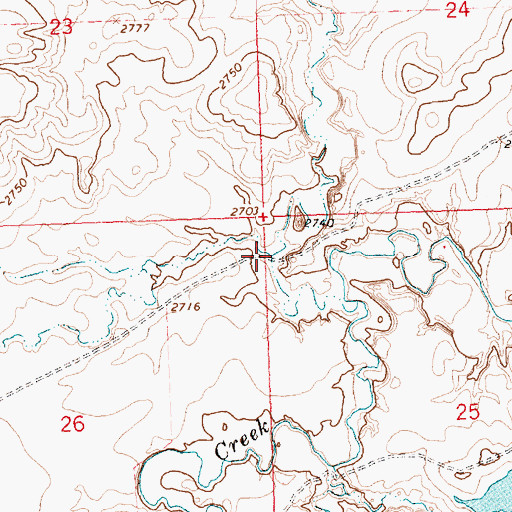Topographic Map of Bad Land Creek, MT