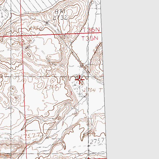 Topographic Map of Gloyn Coulee, MT