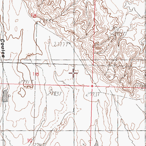 Topographic Map of Corral Coulee School (historical), MT