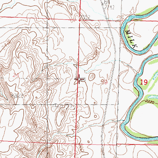 Topographic Map of Freewater School (historical), MT
