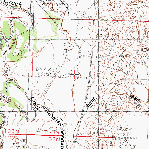 Topographic Map of Frenchman Creek School (historical), MT