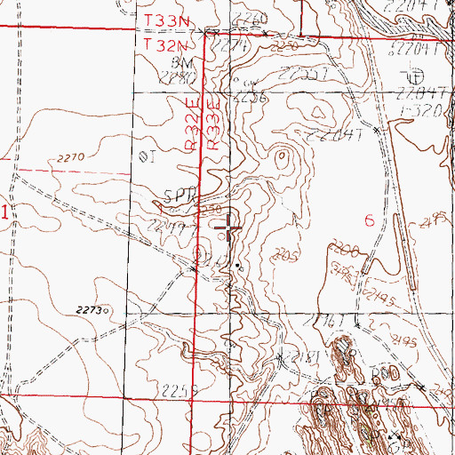 Topographic Map of New Minot School (historical), MT