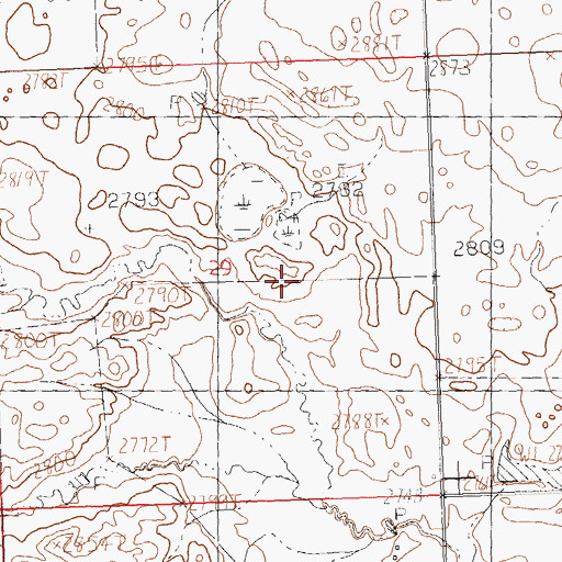 Topographic Map of Rolling Prairie School (historical), MT