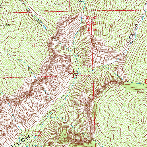 Topographic Map of Crystal Creek, CO