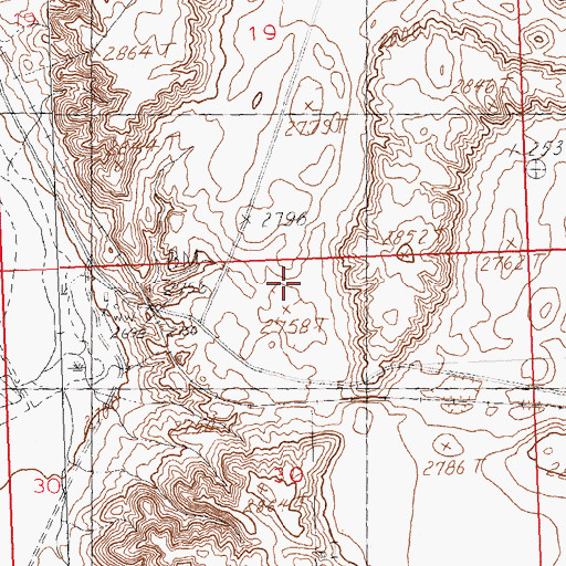 Topographic Map of Woody Island School (historical), MT