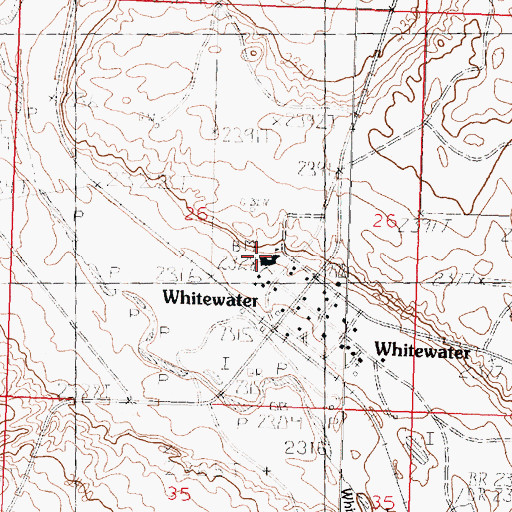 Topographic Map of Whitewater Public Schools, MT