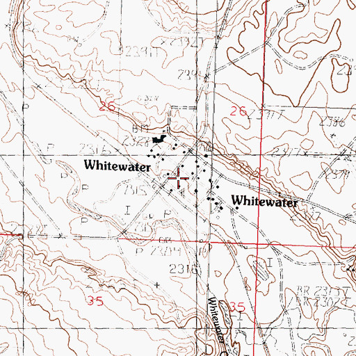 Topographic Map of Whitewater Post Office, MT