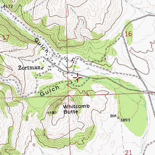 Topographic Map of Zortman Post Office, MT