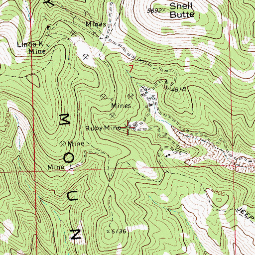 Topographic Map of Whitcomb (historical), MT