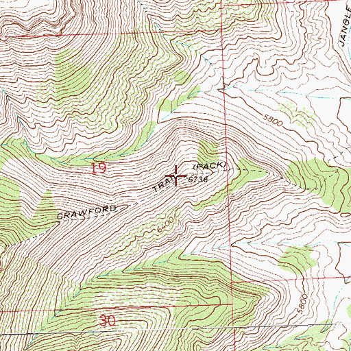 Topographic Map of Crawford Trail, CO