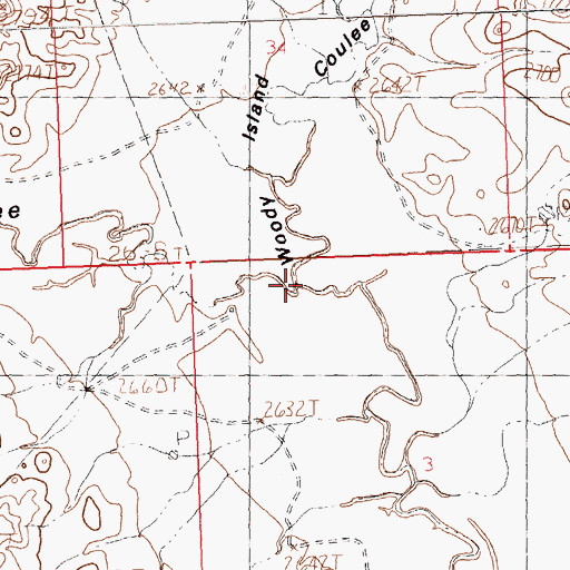 Topographic Map of Woody Island Creek, MT