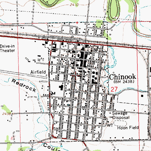 Topographic Map of Blaine County Museum, MT