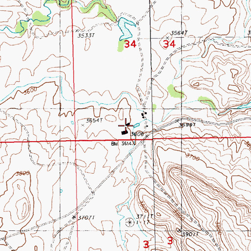 Topographic Map of Jessen Coulee, MT