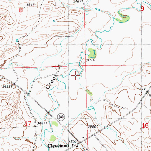 Topographic Map of Cleveland Creek, MT